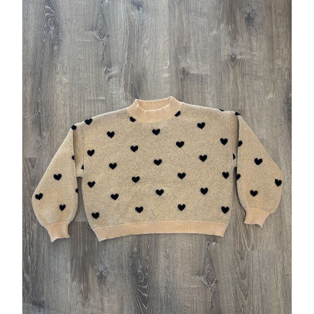 SHEIN Women's Mock Neck Drop Shoulder Long Sleeve Knit Sweater Tan‎ Black Large
